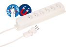 multiprise Prime Line 6x type 13 blanc aimant 3m clip-clap