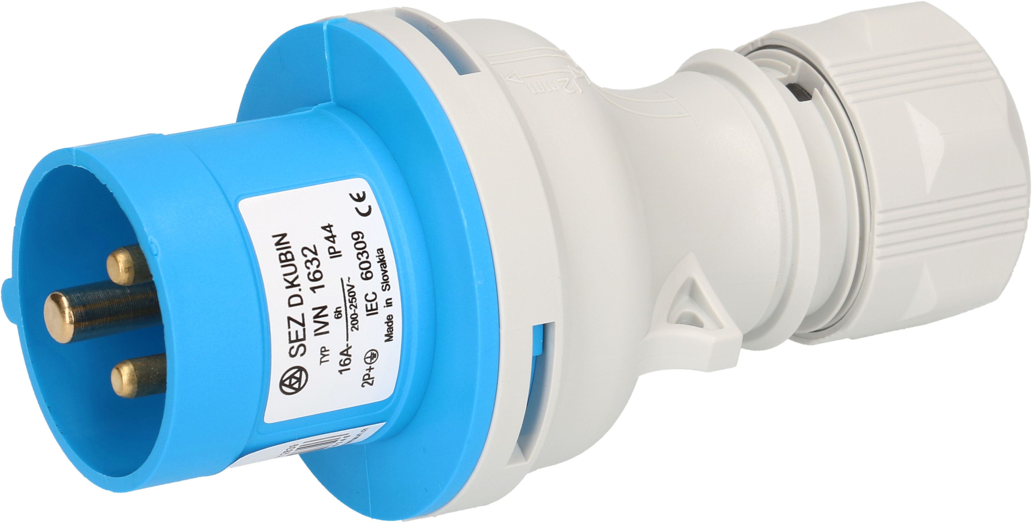 fiche CEE 2P+E 230V/16A bleu IP44