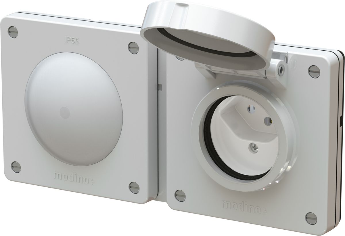 combinazione interru. s3 illu. / tipo 13 dim.2x1 INC exo IP55 gr