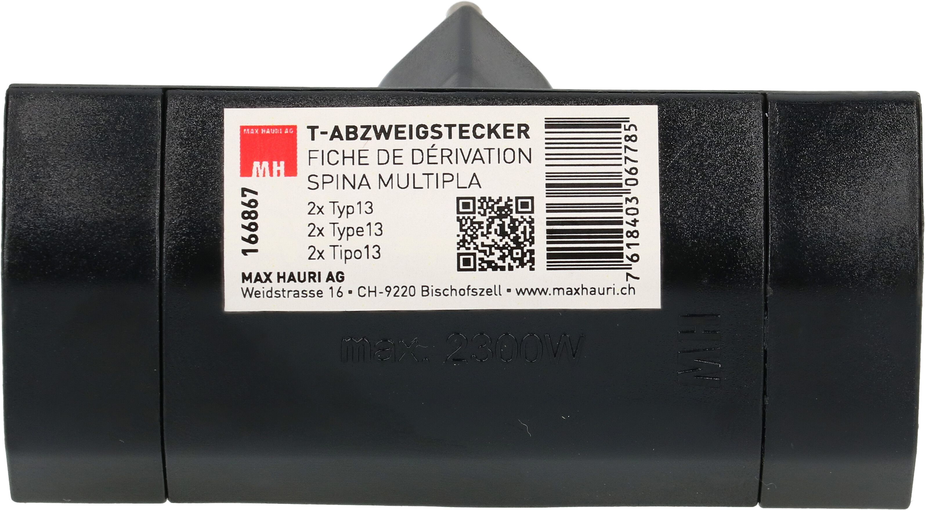 multi adaptateur 2x type 13 3 pôles noir