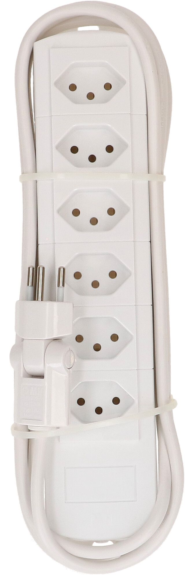 multiprise Prime Line 6x type 13 blanc aimant 3m clip-clap