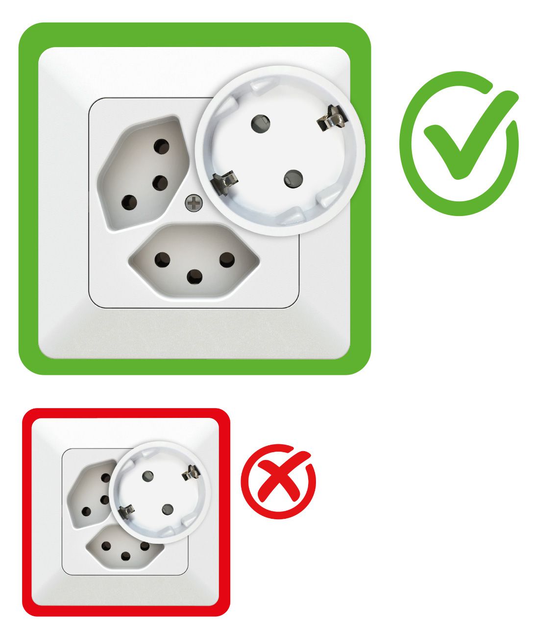 adaptateur de voyage asymétrique fiche: type 12 / prise: Schuko