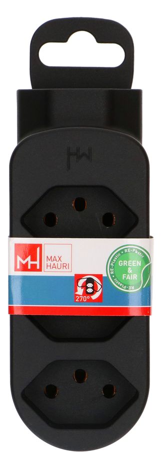 Abzweigstecker ADAPT 3+1x Typ 13 schwarz drehbar Green+Fair