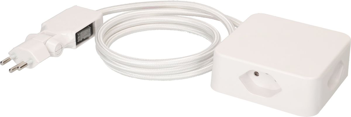 multiprise Cube 4x type 13 blanc / blanc 2m clip-clap