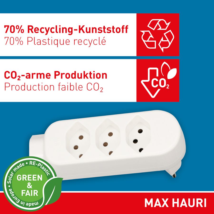 multi adaptateur ADAPT 3+1x type 13 blanc rotatif Green+Fair