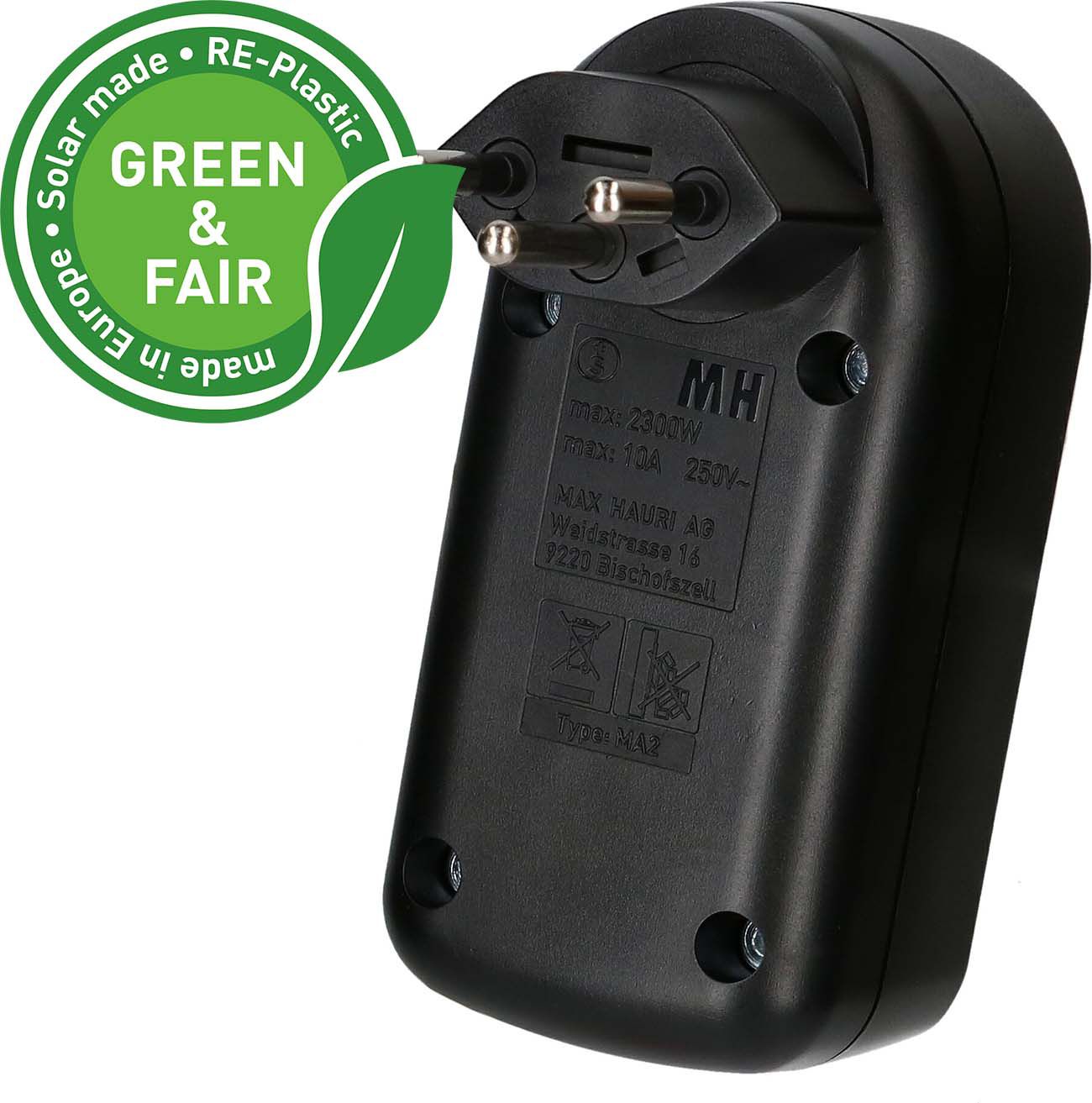 multi adaptateur ADAPT 2x type 13 noir rotatif Green+Fair