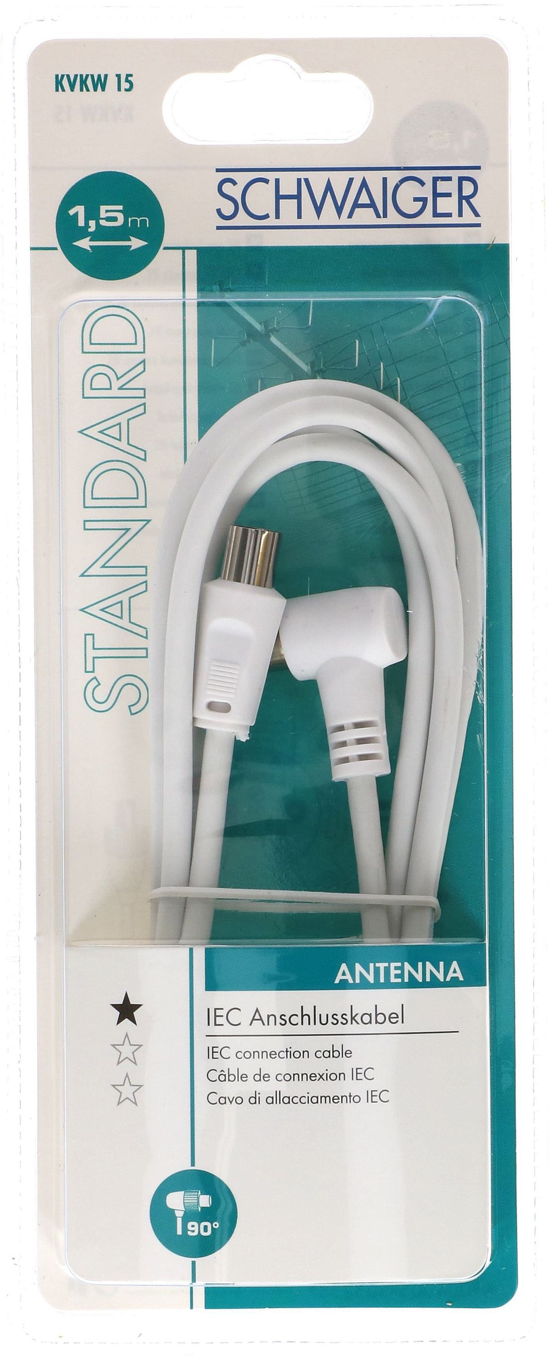 câble de raccordement équerre 75dB 1.5m blanc