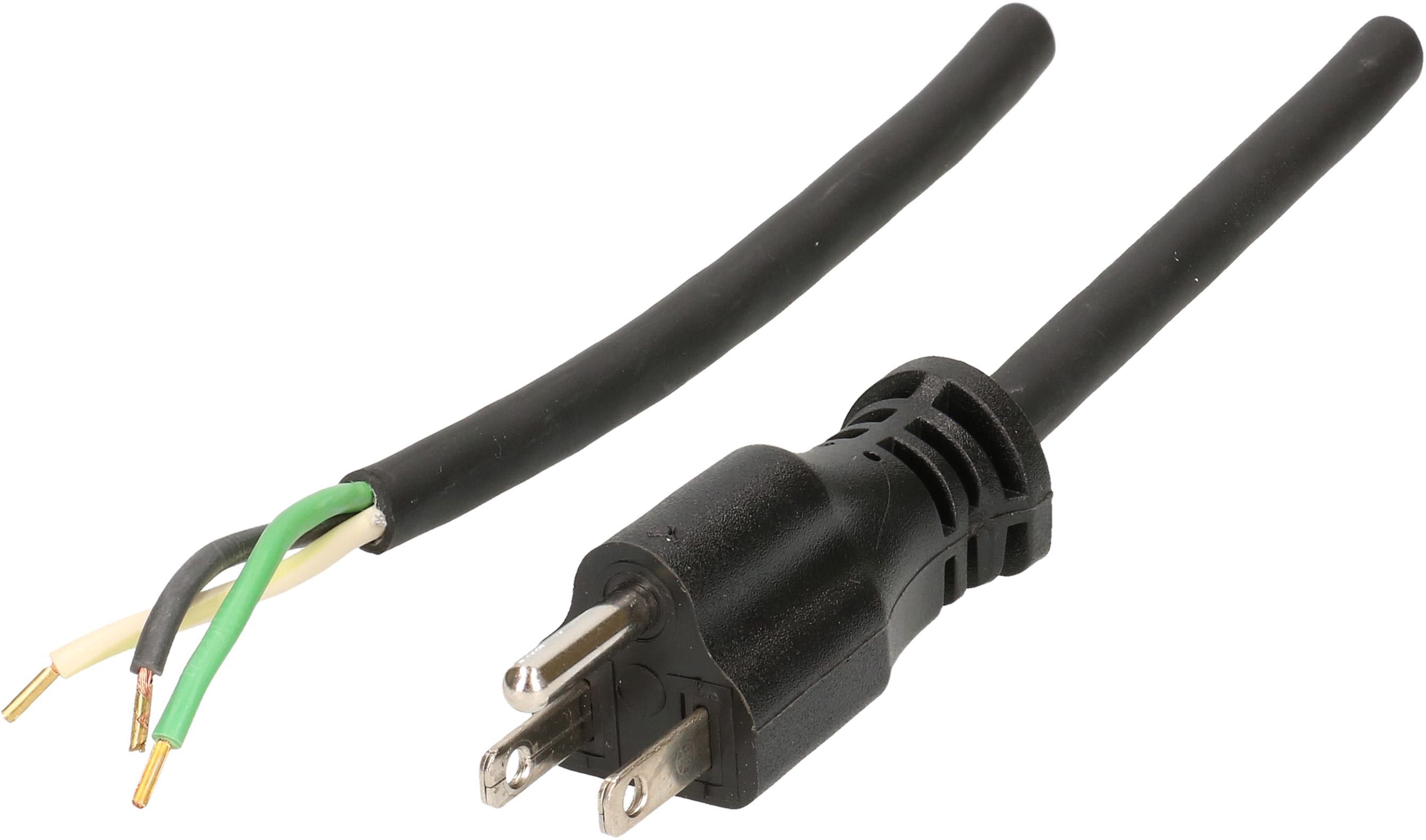 Cordon USA SJ3x18AWG noir L=2,0m